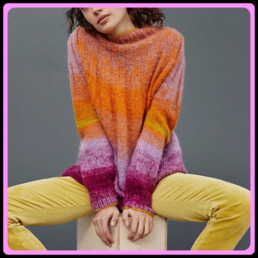 Anthropologie Ombre Colorful Gradient Women's Sweater